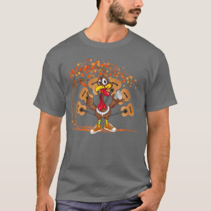 T-shirt Turkey Playing Guitar Fall Autumn Maple Leaves Tha