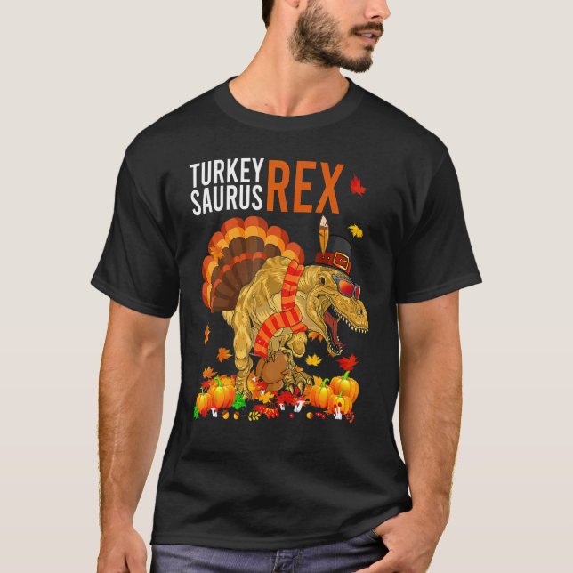 T-shirt Turkey Saurus Rex  Pilgrim Dinosaur Kids Thanksgiv (Devant)