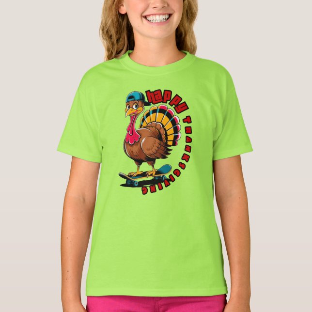T-shirt Turkey skateboard  Thanksgiving gift  (Devant)