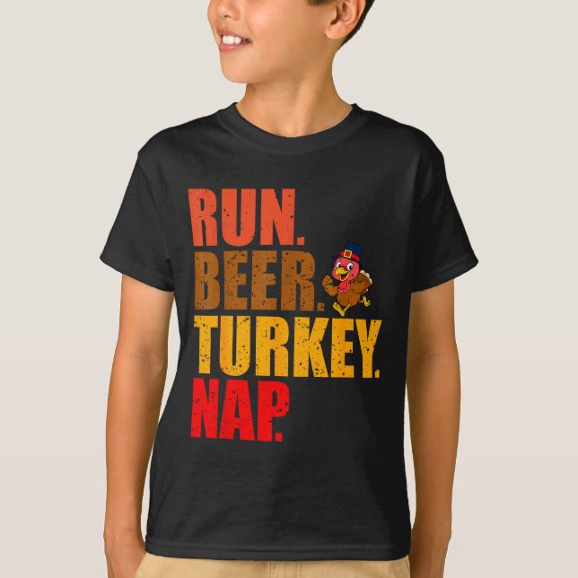 T-shirt Turkey Trot Running Thanksgiving Run Beer Nap  (Devant)