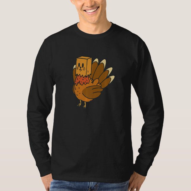 T-shirt Turkey With Cat Costume Thanksgiving Funny Premium (Devant)