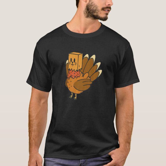 T-shirt Turkey With Cat Costume Thanksgiving Funny Premium (Devant)