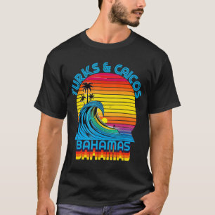 T-shirt Turks & Caicos Bahamas Retro Throwback Surf & plag