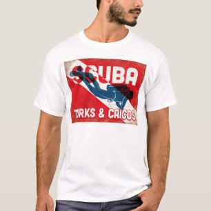 T-shirt Turks & Caicos Plongeur - Blue Retro
