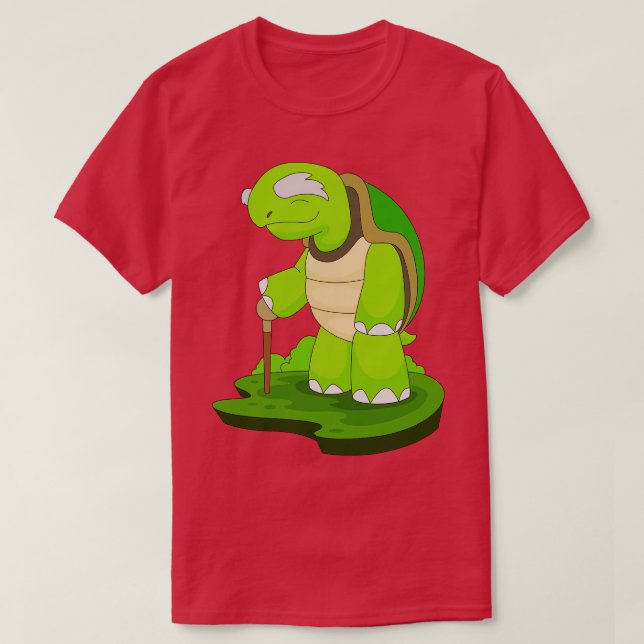 T-shirt Turle Pensioner bâton de marche (Design devant)