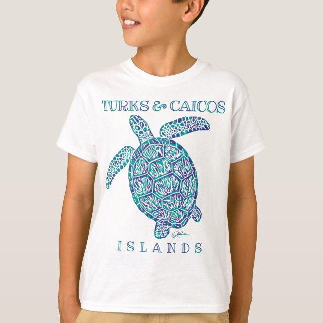 T-shirt Turques et Caïques Îles Tortues de mer (Devant)