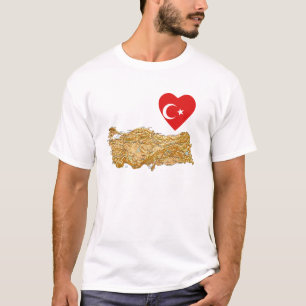 T-shirt Turquie - Coeur du drapeau et carte