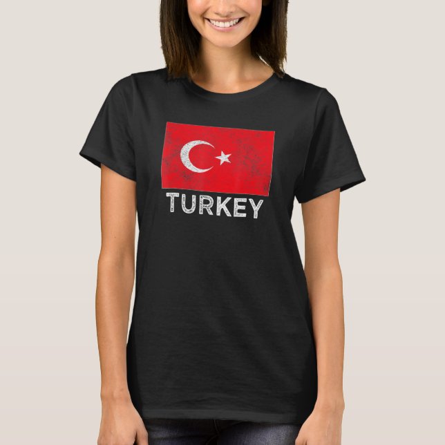 T-shirt Turquie Drapeau National Distorsion Pour Hommes Fe (Devant)