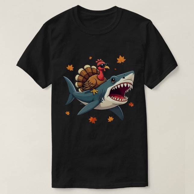 T-shirt Turquie équitation requin drôle Thanksgiving (Design devant)