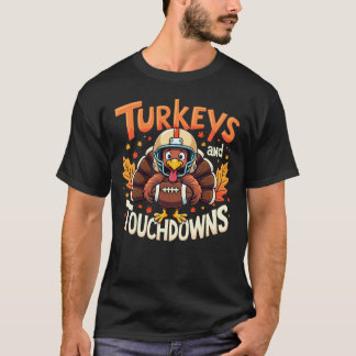 T-shirt Turquie et Touchdowns Une drôle de dinde Thanksgiv