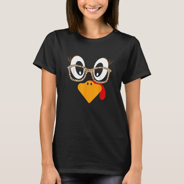 T-shirt Turquie Face aux cils Léopard lunettes Thanksgivin (Devant)