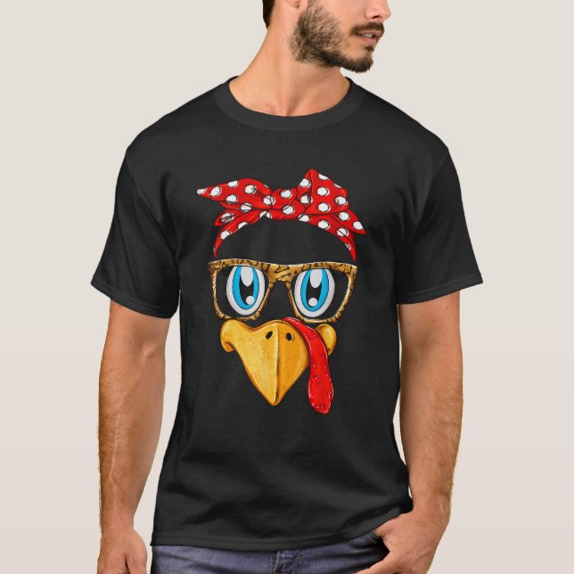 T-shirt Turquie Face Aux Lunettes Léopard Bandana Thanksgi (Devant)