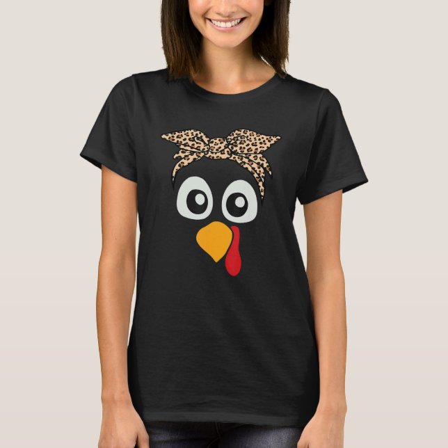 T-shirt Turquie Face Leopard Headband Femme Thanksgiving P (Devant)