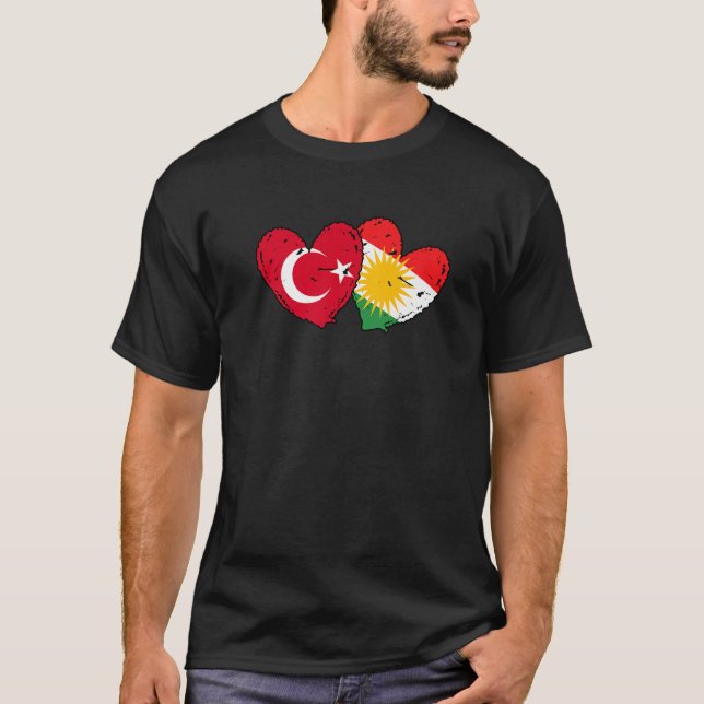 T-shirt Turquie Kurdistan Drapeau cardiaque Turc Kurdish P (Devant)