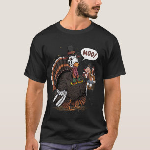 T-shirt Turquie Moo Funny Thanksgiving mignon dinde fausse