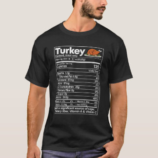 T-shirt Turquie Nutrition Facts Drôle Thanksgiving Christm