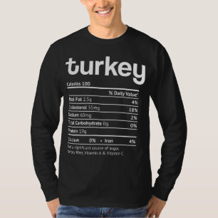 T-shirt Turquie Nutrition Facts Drôle Thanksgiving Christm