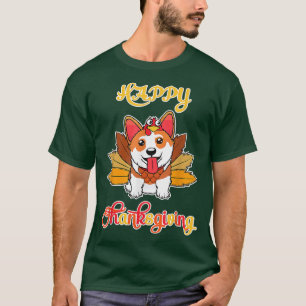 T-shirt Turquie pèlerin Ride Corgi Chien Bon thanksgiving