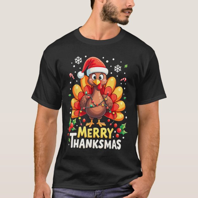 T-shirt Turquie Père Noël Joyeux Joyeux Thanksmas Thanksgi (Devant)