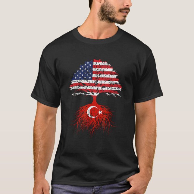 T-shirt Turquie Racines Turquie États-Unis drapeaux turque (Devant)