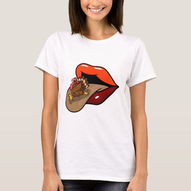 T-shirt Turquie Tongue Out Thanksgiving Day Drôle Lèvres C (Devant)