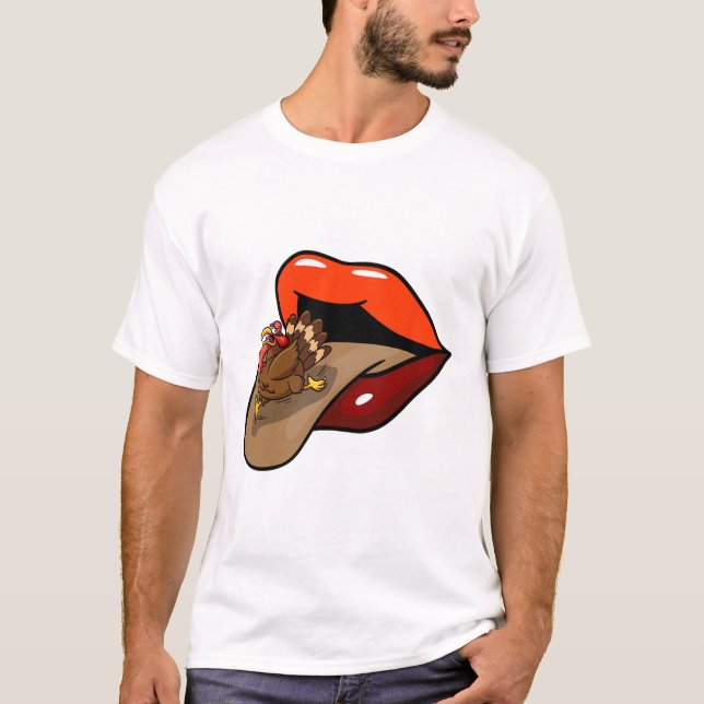 T-shirt Turquie Tongue Out Thanksgiving Day Drôle Lèvres C (Devant)