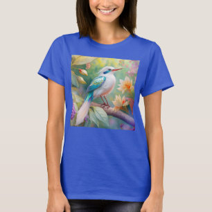 T-shirt Turquoise aile crête blanche Imaginaire Oiseau