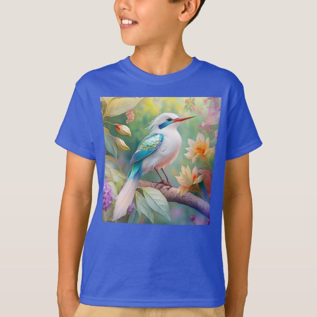 T-shirt Turquoise aile  crête blanche Imaginaire Oiseau (Devant)