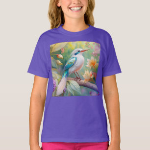 T-shirt Turquoise aile crête blanche Imaginaire Oiseau