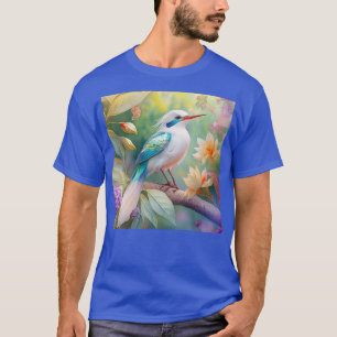 T-shirt Turquoise aile  crête blanche Imaginaire Oiseau