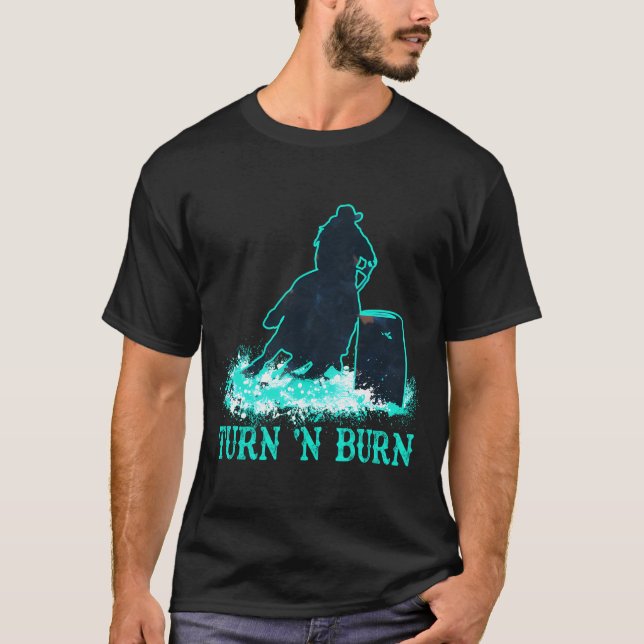 T-shirt Turquoise Barrel Racer Tourner 'n Burn Rodeo Tin C (Devant)