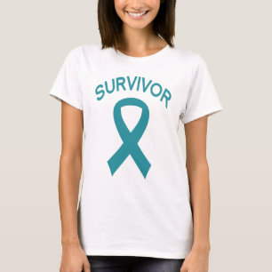 T-shirt turquoise de ruban de Cancer ovarien de