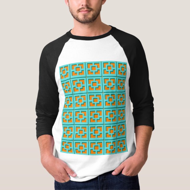T-shirt Turquoise et Orange Trellis (Devant)