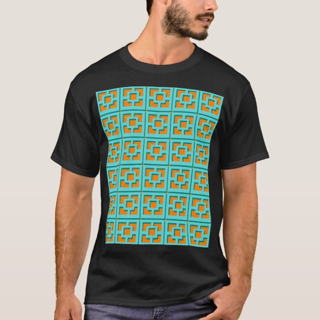T-shirt Turquoise et Orange Trellis (Devant)