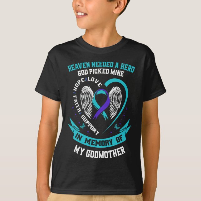 T-shirt Turquoise Et Violet Ruban Suicide Sensibilisation  (Devant)