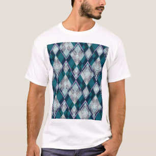 T-shirt Turquoise géométrique Rhombic Motif sans couture