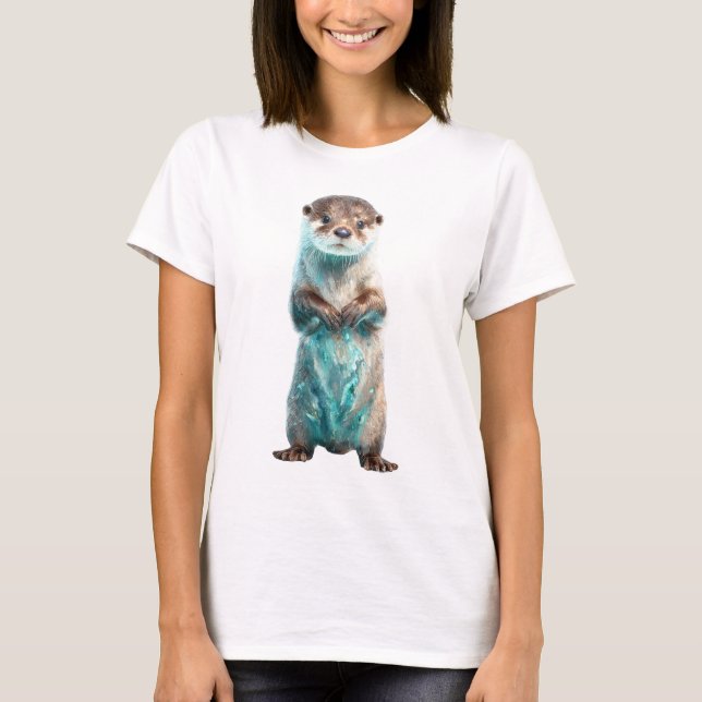 T-shirt Turquoise Glow Galaxy Otter Women (Devant)