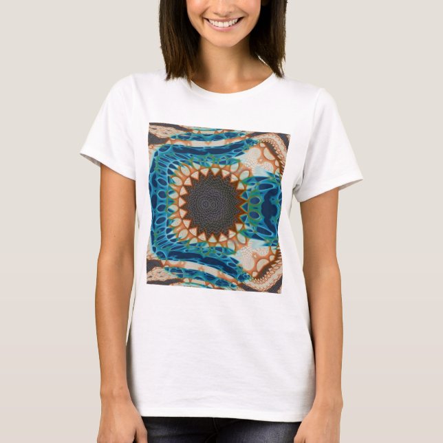 T-shirt Turquoise Gold Sun Southwestern Art (Devant)