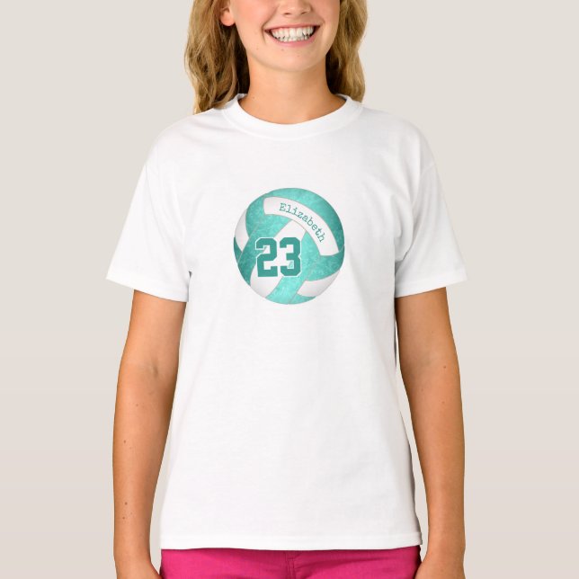 T-shirt turquoise gradient turquoise artsy girls volleybal (Devant)