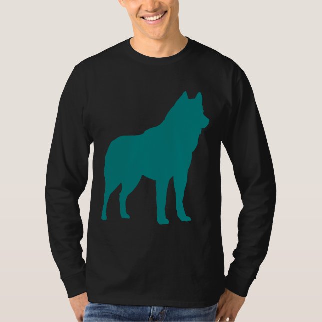 T-shirt Turquoise Husky Silhouette (Devant)