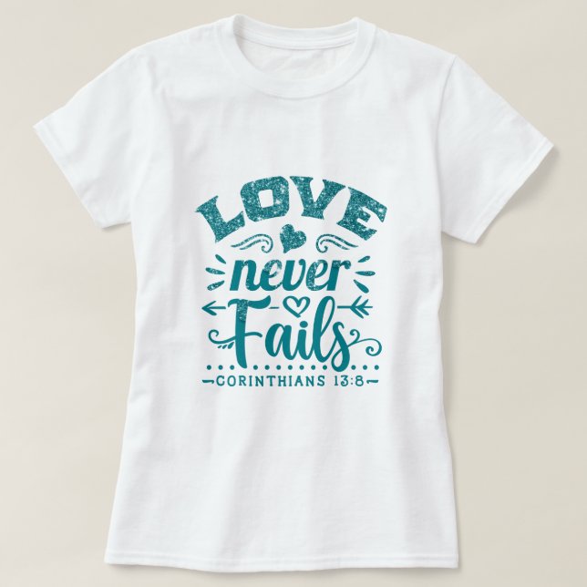 T-shirt Turquoise Parties scintillant de goutte amour ne t (Design devant)