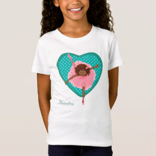 T-Shirt Turquoise Polkadot Coeur Ballerina rose