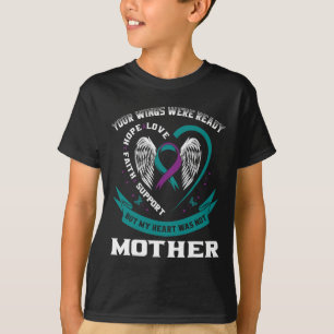 T-shirt Turquoise Purple Ruban Ailes Suicide Sensibilisati