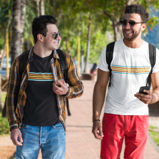 T-shirt Turquoise rétro et bande orange (looks great in black or white. what color will you choose?)