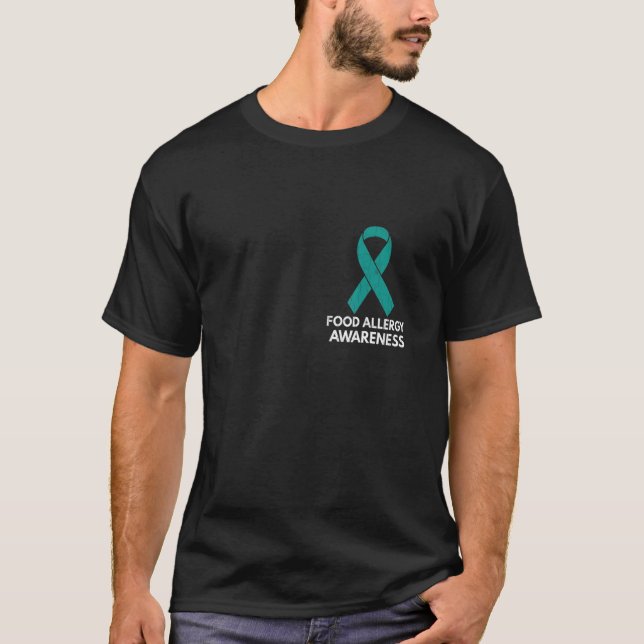 T-shirt Turquoise Ruban Aliments Allergie Mois de sensibil (Devant)