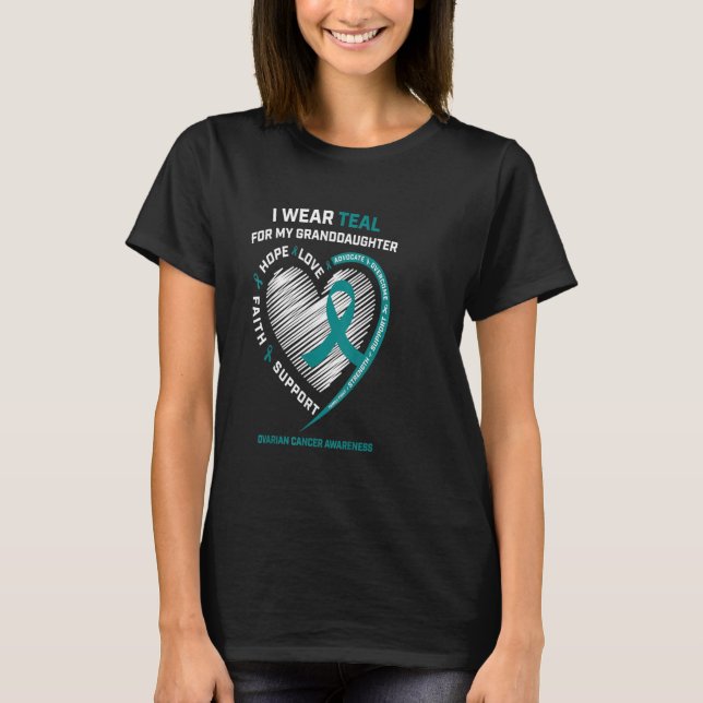 T-shirt Turquoise Ruban Ovarienne Cancer Sensibilisation C (Devant)