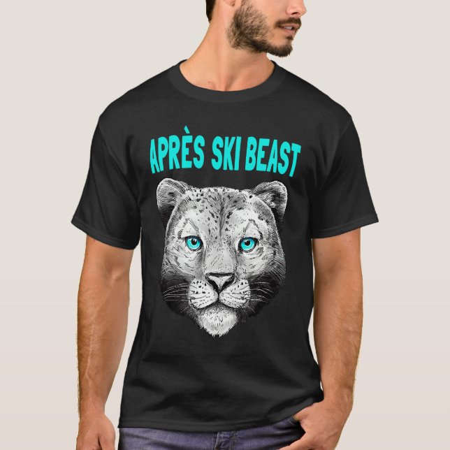 T-shirt Turquoise Style Apres Ski Snow Leopard (Devant)