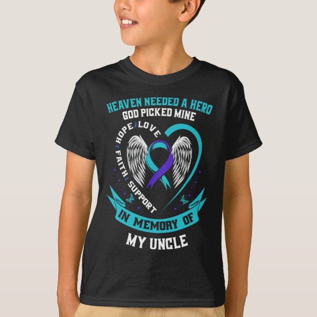 T-shirt Turquoise Violet Ruban Suicide Sensibilisation Che (Devant)