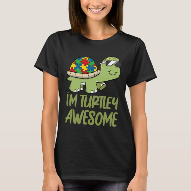 T-shirt Turtle Awesome Autism Awareness Puzzle Piece (Devant)