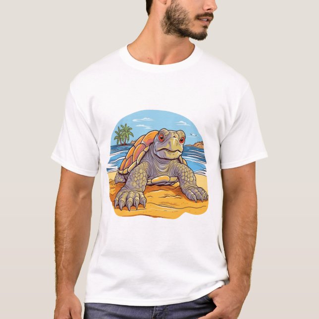 T-shirt Turtle Cartoon beach (Devant)